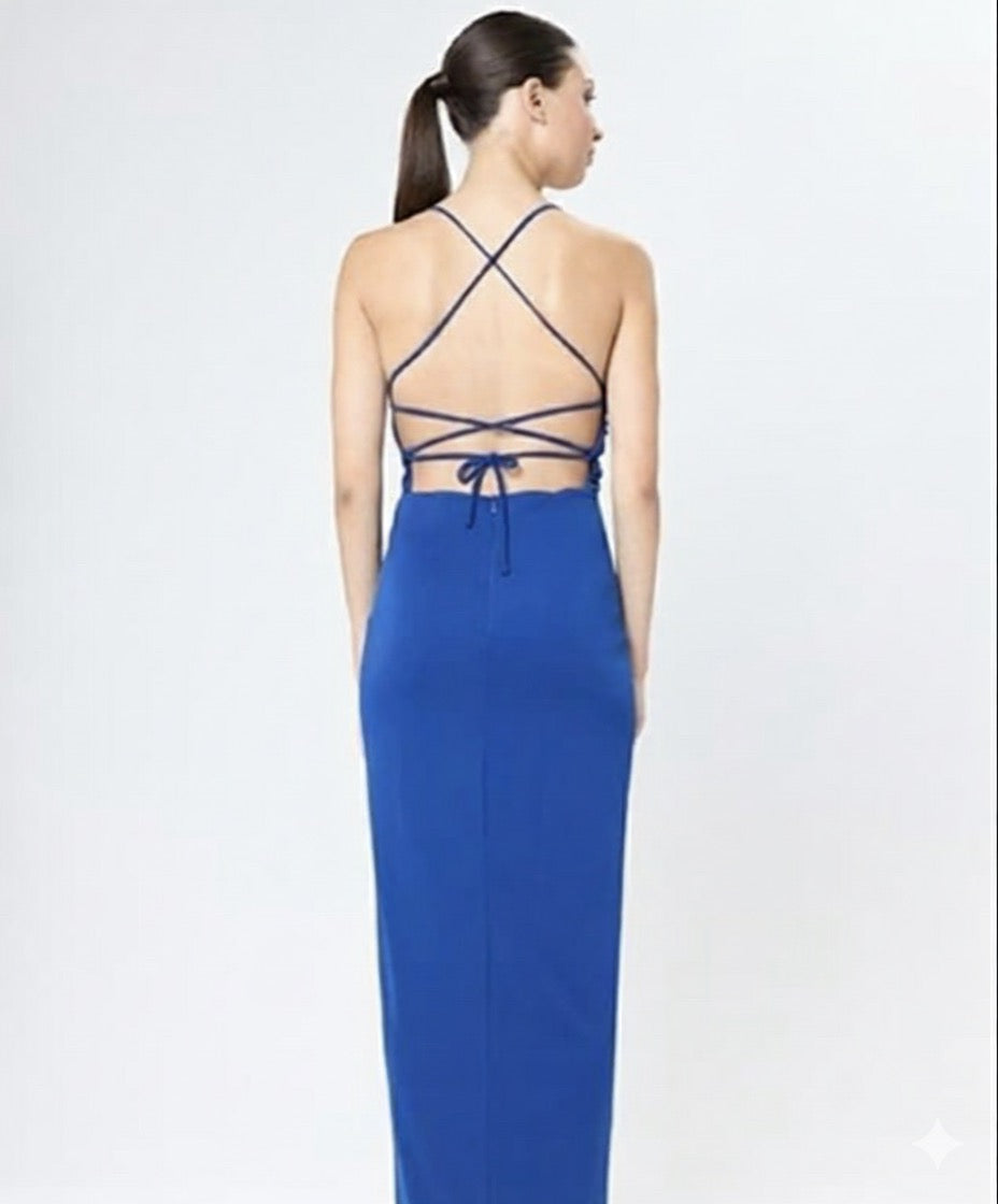 Vestido largo 'Royal' con escote V y abertura lateral