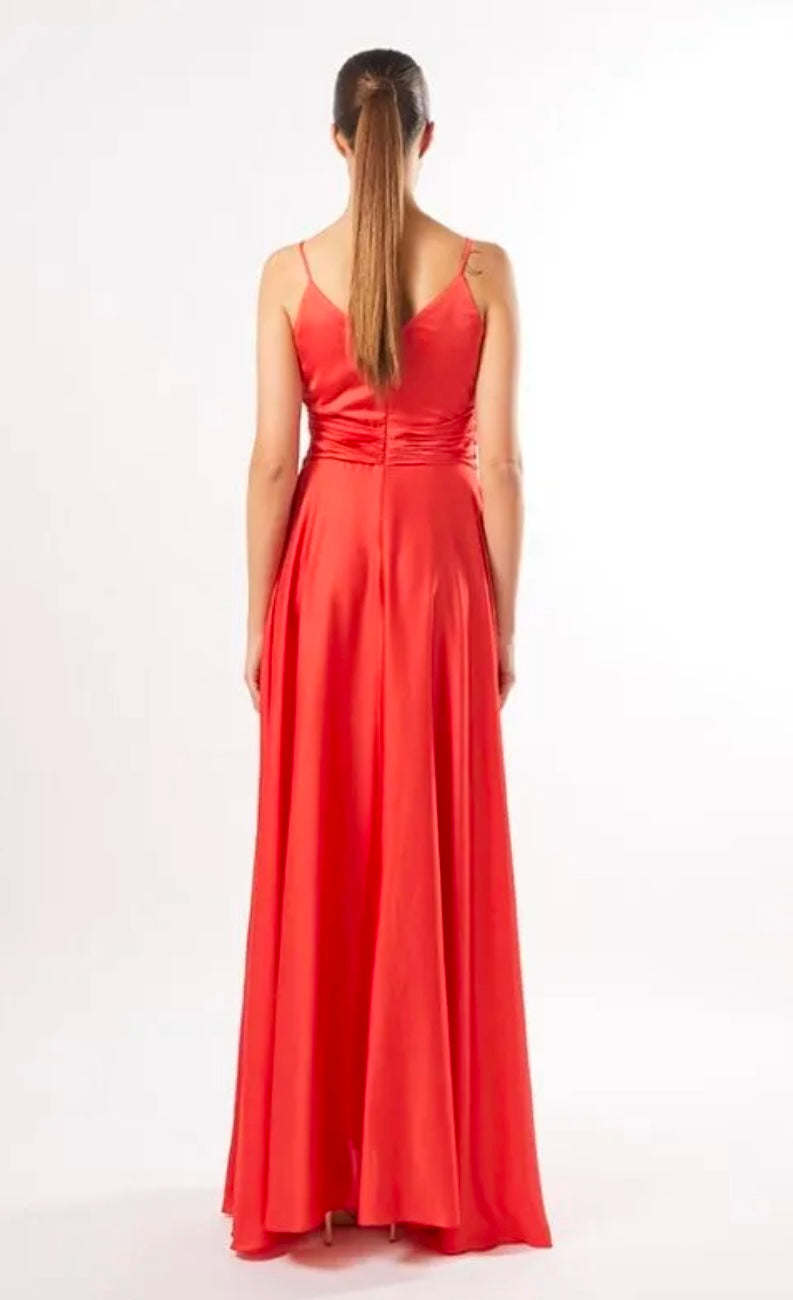 Vestido largo escote cruzado