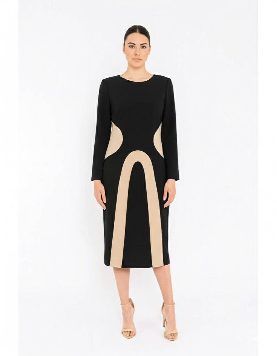 Vestido midi 'Ilusión Óptica' de manga larga