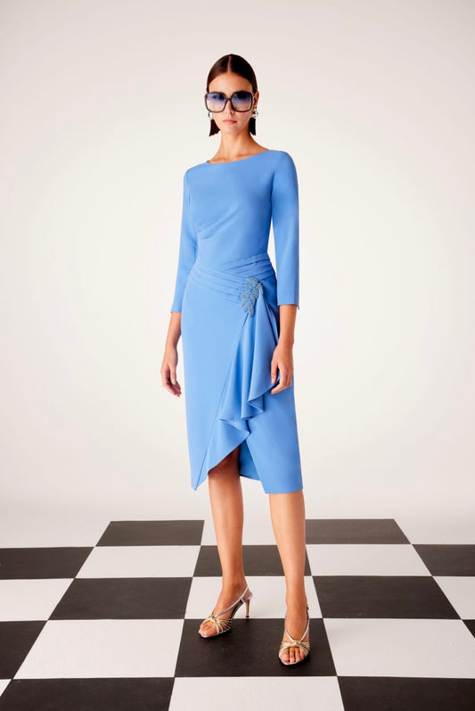 Vestido midi pliegues