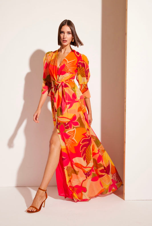 Vestido largo estampado